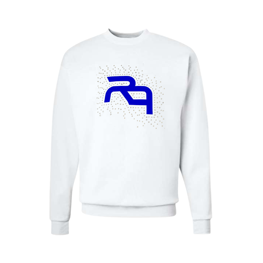 Rhinestone & Glitter Vinyl RA Sweatshirt  - White